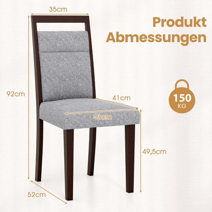 2-Piece Dining Chairs Set, Padded Seat & Back, Grey