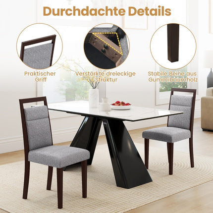 2-Piece Dining Chairs Set, Padded Seat & Back, Grey