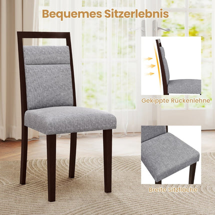 2-Piece Dining Chairs Set, Padded Seat & Back, Grey