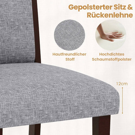 2-Piece Dining Chairs Set, Padded Seat & Back, Grey