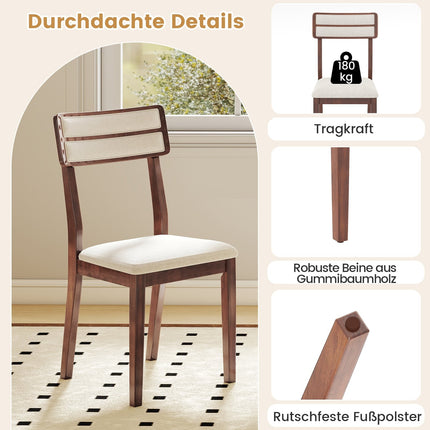 2-Piece Dining Chairs Set, Padded Seat, Rubberwood Legs