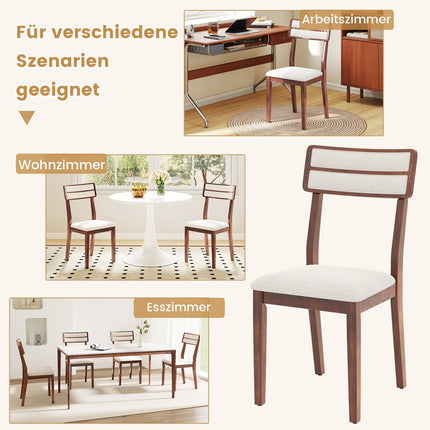2-Piece Dining Chairs Set, Padded Seat, Rubberwood Legs
