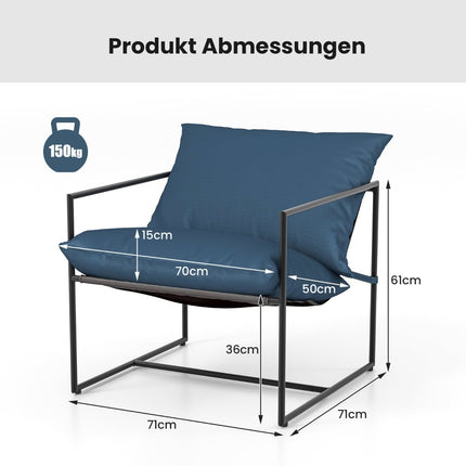 2-Piece Ergonomic Sling Chair Set with Cushions, Metal Frame
