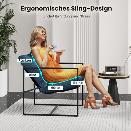 2-Piece Ergonomic Sling Chair Set with Cushions, Metal Frame