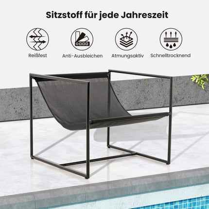 2-Piece Ergonomic Sling Chair Set with Cushions, Metal Frame