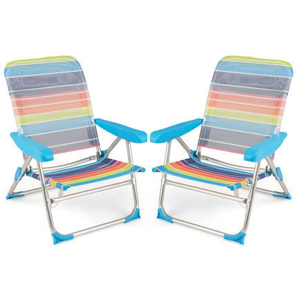 2-Piece Folding Beach Chair Set, Adjustable Backrest