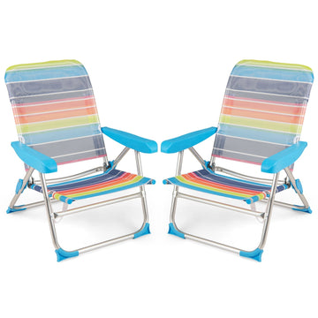 2-Piece Folding Beach Chair Set, Adjustable Backrest