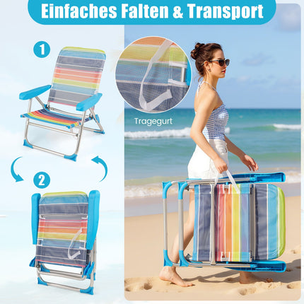 2-Piece Folding Beach Chair Set, Adjustable Backrest