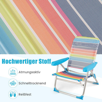 2-Piece Folding Beach Chair Set, Adjustable Backrest
