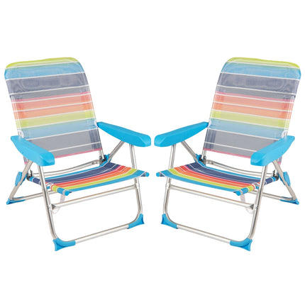 2-Piece Folding Beach Chair Set, Adjustable Backrest