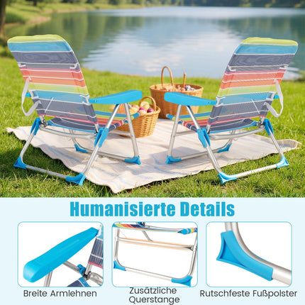 2-Piece Folding Beach Chair Set, Adjustable Backrest