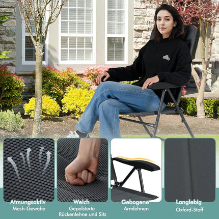 2-Piece Folding Patio Chairs, Adjustable Backrest, Grey
