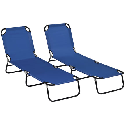 2-Piece Folding Sun Lounger Set, 5-Position Backrest