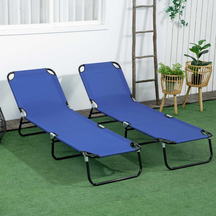 2-Piece Folding Sun Lounger Set, 5-Position Backrest