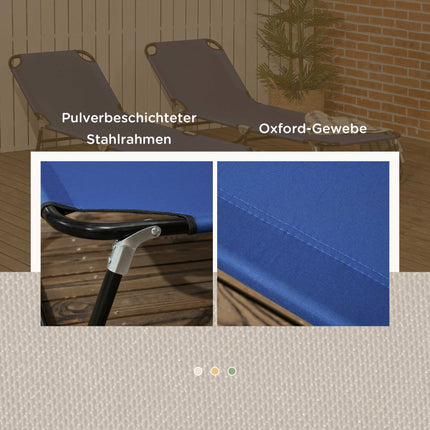 2-Piece Folding Sun Lounger Set, 5-Position Backrest