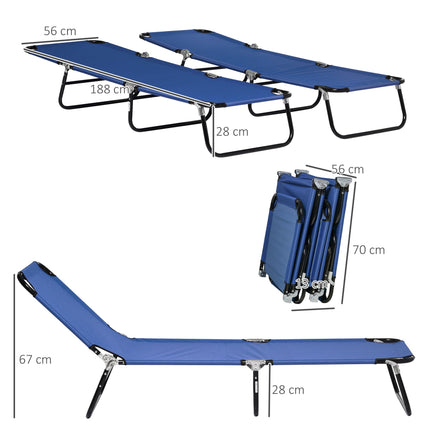 2-Piece Folding Sun Lounger Set, 5-Position Backrest
