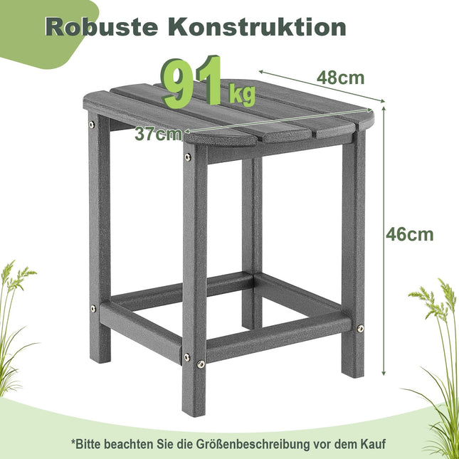 2-Piece HDPE Outdoor Side Table Set, Gray, Weatherproof
