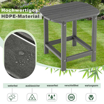 2-Piece HDPE Outdoor Side Table Set, Gray, Weatherproof