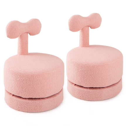 2-Piece Kids Swivel Chairs, Pink, Bow Back, Foam Seat