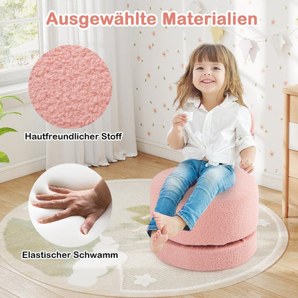 2-Piece Kids Swivel Chairs, Pink, Bow Back, Foam Seat