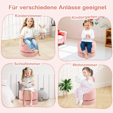 2-Piece Kids Swivel Chairs, Pink, Bow Back, Foam Seat