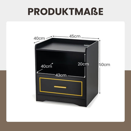2-Piece LED Nightstand Set with USB & Type-C Charging