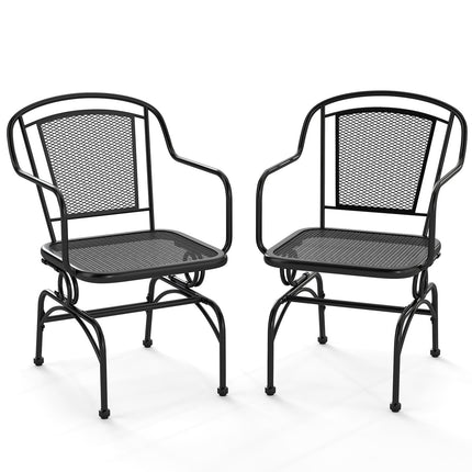 2-Piece Metal Rocking Patio Chairs, Black, Breathable Mesh