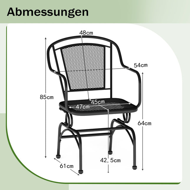 2-Piece Metal Rocking Patio Chairs, Black, Breathable Mesh