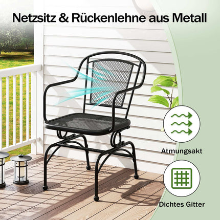 2-Piece Metal Rocking Patio Chairs, Black, Breathable Mesh