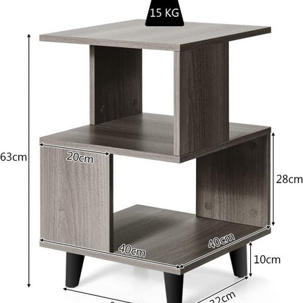 2-Piece Modern Nightstand Set, 2-Tier, Solid Wood Legs