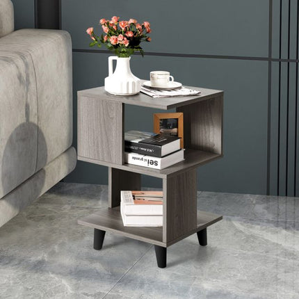 2-Piece Modern Nightstand Set, 2-Tier, Solid Wood Legs