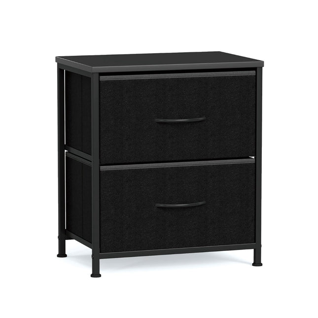2-Piece Nightstand Set with 2 Fabric Drawers, Metal Frame