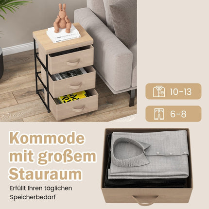 2-Piece Nightstand Set with Fabric Drawers, Metal Frame
