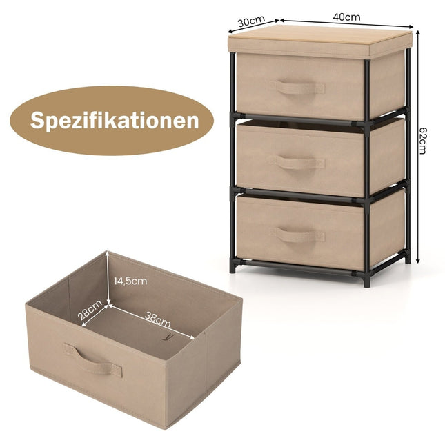 2-Piece Nightstand Set with Fabric Drawers, Metal Frame