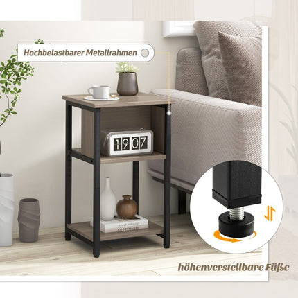 2-Piece Nightstand Set with Shelves & Adjustable Feet
