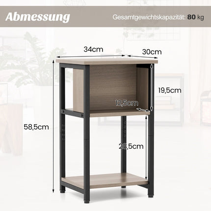 2-Piece Nightstand Set with Shelves & Adjustable Feet