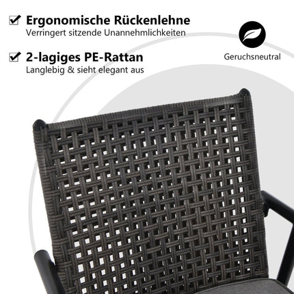 2-Piece Outdoor Bar Stool Set, Black, 360 Swivel Seat