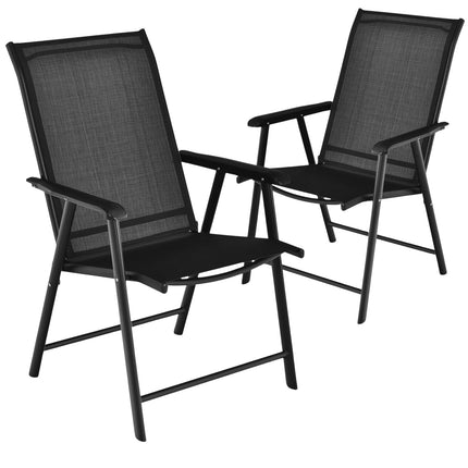 2-Piece Outdoor Folding Chairs, Black, Weatherproof Fabric