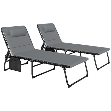 2-Piece Outdoor Sun Lounger Set, Adjustable Steel Frame