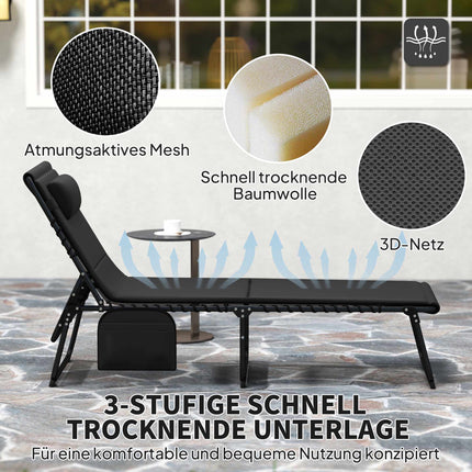 2-Piece Outdoor Sun Lounger Set, Adjustable, Steel Frame