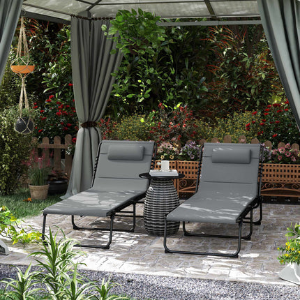 2-Piece Outdoor Sun Lounger Set, Adjustable Steel Frame