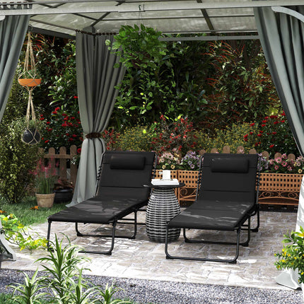 2-Piece Outdoor Sun Lounger Set, Adjustable, Steel Frame