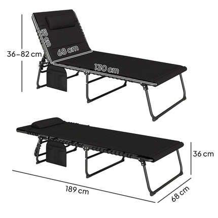 2-Piece Outdoor Sun Lounger Set, Adjustable, Steel Frame