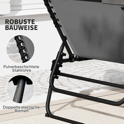 2-Piece Outdoor Sun Lounger Set, Adjustable Steel Frame