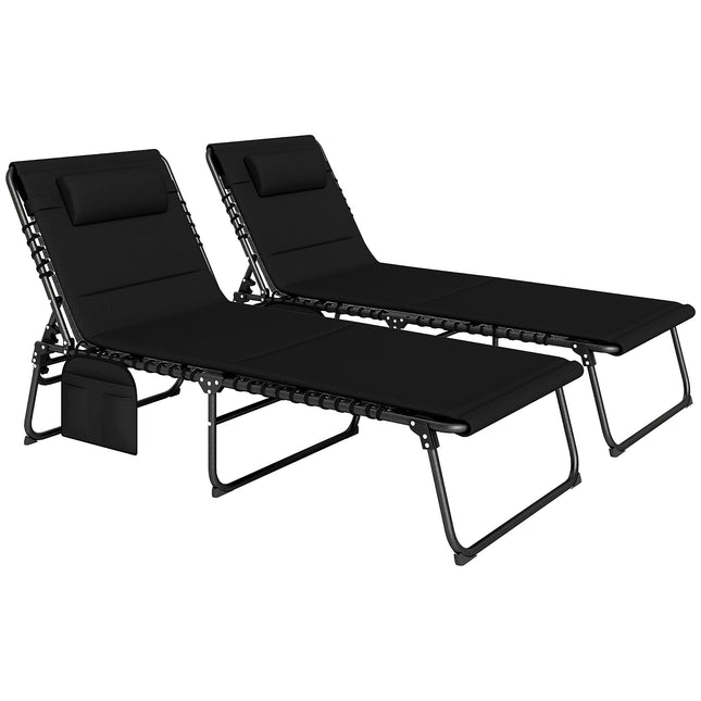 2-Piece Outdoor Sun Lounger Set, Adjustable, Steel Frame