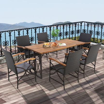 2-Piece PE Rattan Patio Chairs with Cushions and Armrests