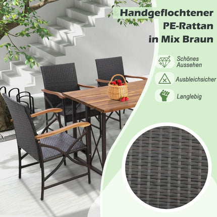 2-Piece PE Rattan Patio Chairs with Cushions and Armrests