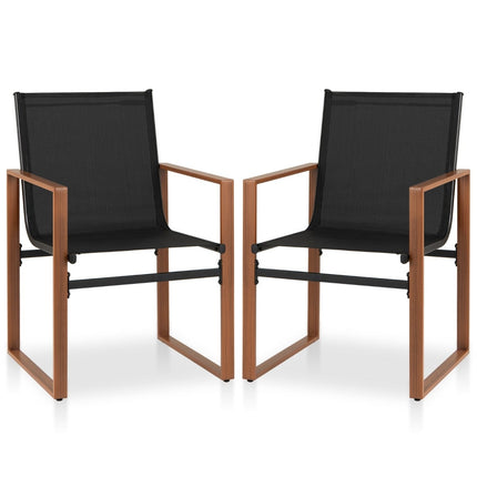 2-Piece Patio Chair Set, Breathable Fabric, Black