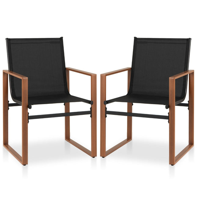 2-Piece Patio Chair Set, Breathable Fabric, Black