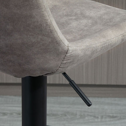 2-Piece Retro Bar Stools, Grey Microfiber, Adjustable Height